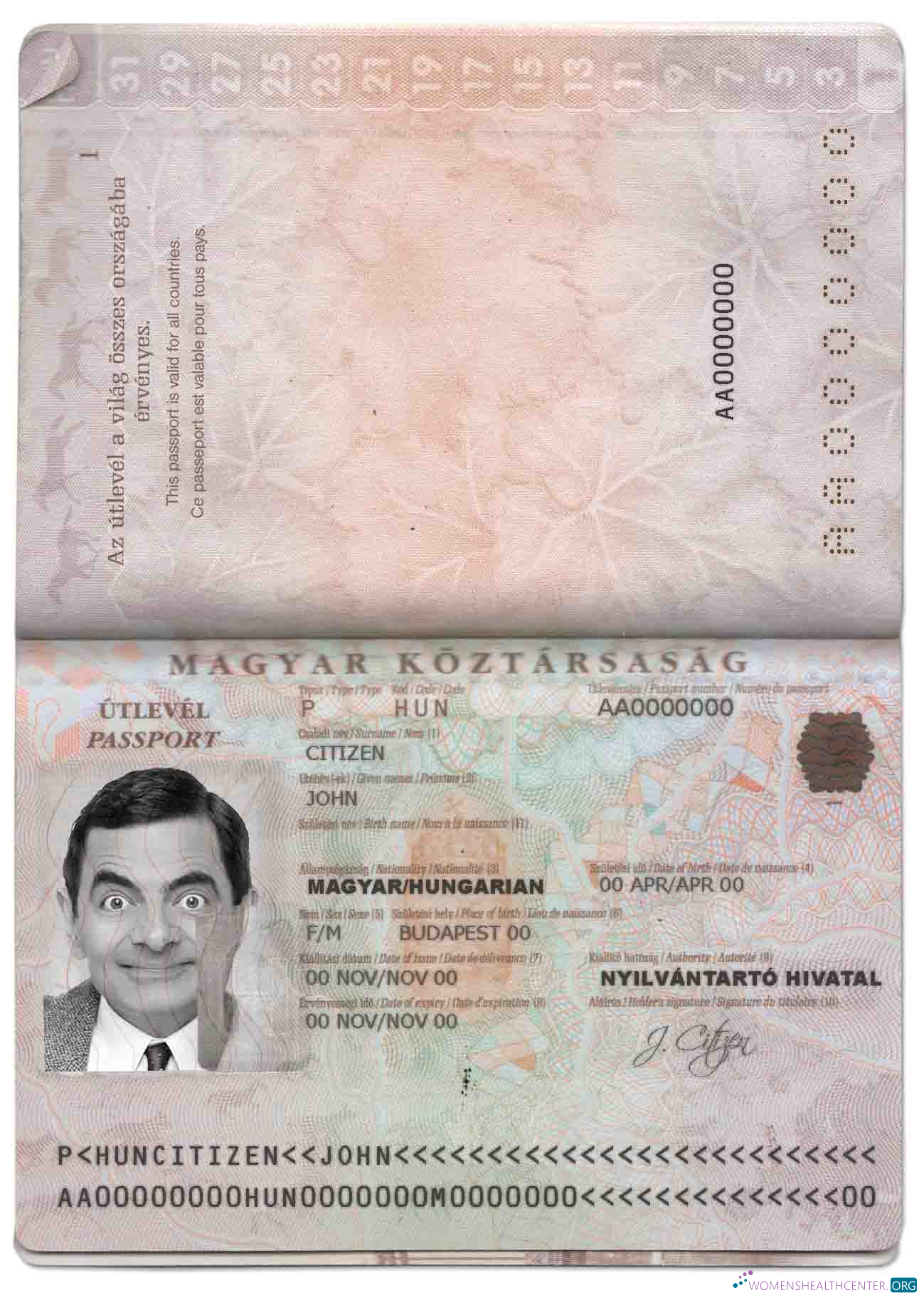Download Hungary passport Photoshop template